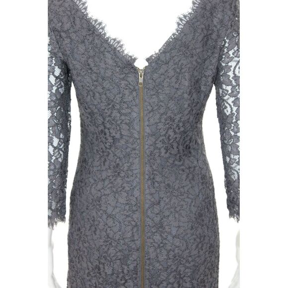 Diane Von Furstenberg Womens Textured Long Sleeve Zipped Dress Purple Size 8 - Picture 4 of 7